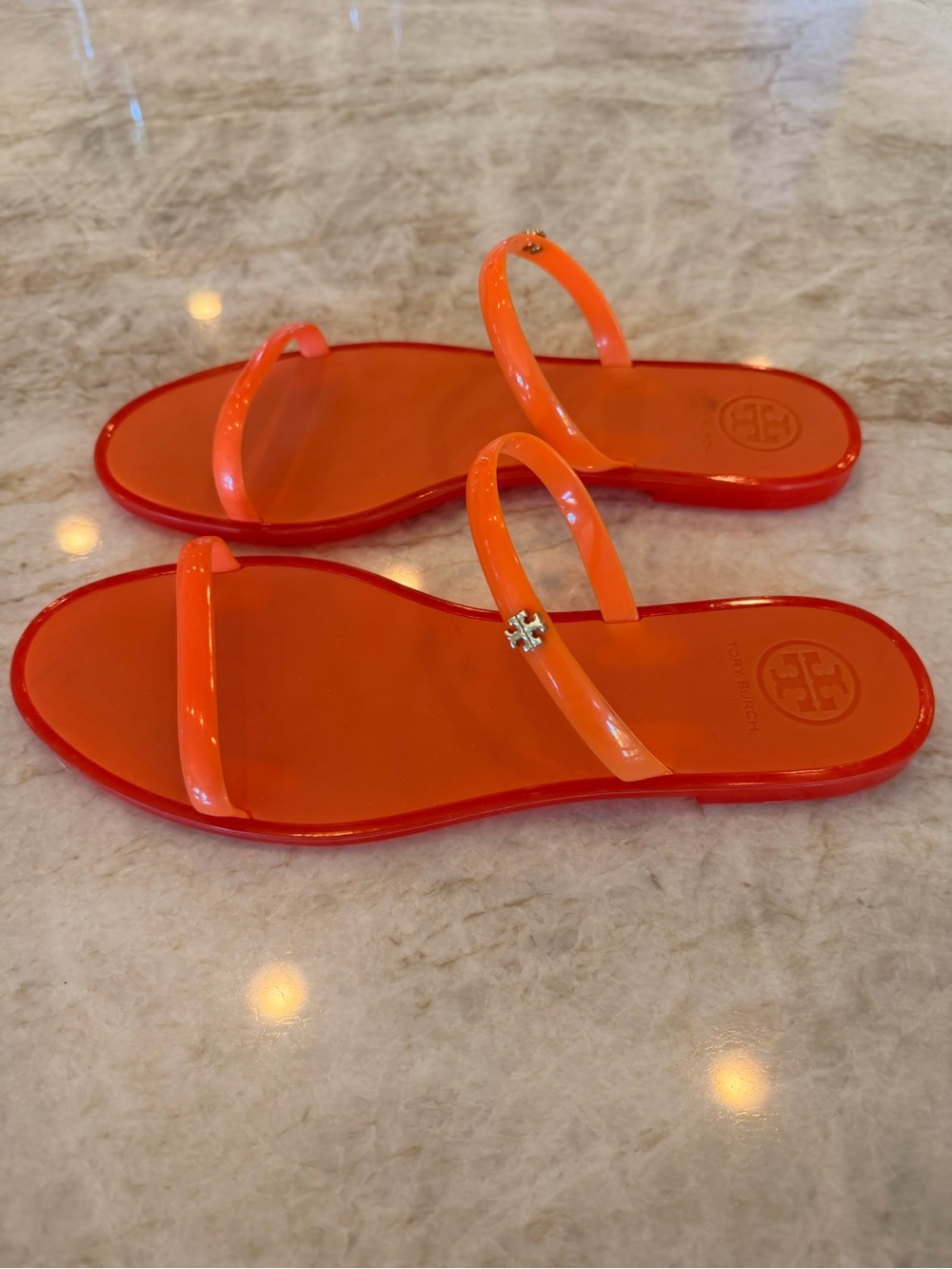 Size 9 New Tory Burch Orange Jelly Slide Sandals